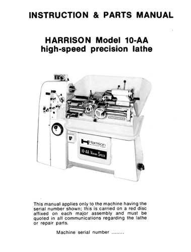 Harrison lathe model 10aa - lathe,
