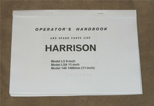 Harrison l5a lathe manual - harrison,