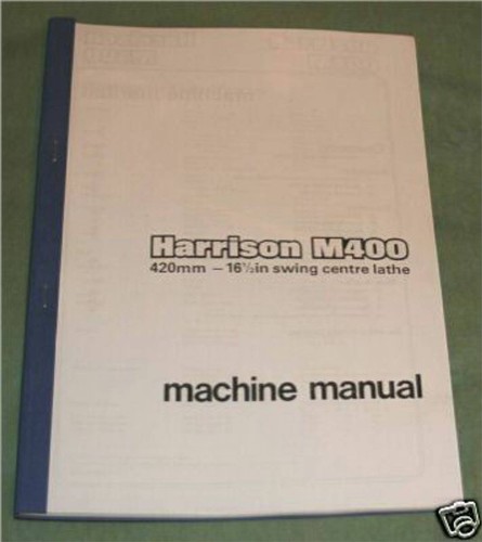 Harrison m400 lathe manual - harrison,